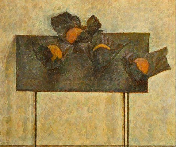 Владимир Вейсберг. Апельсины в бумажках на черном столе. 1961
