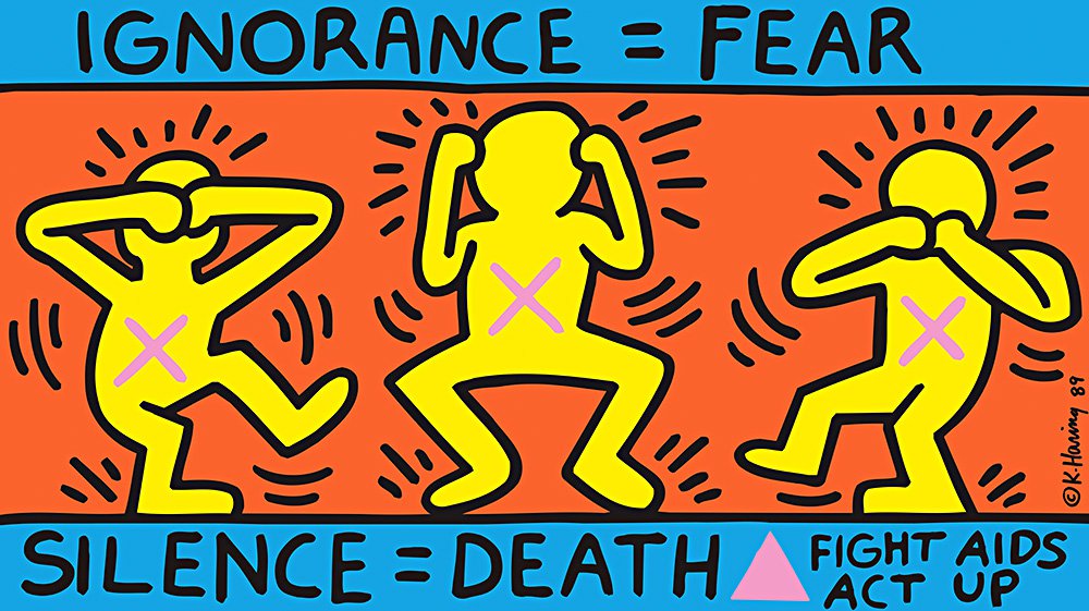 Кит Харинг. «Незнание = страх». 1989. Фото: © Keith Haring Foundation / Collection Noirmontartproduction, Pari