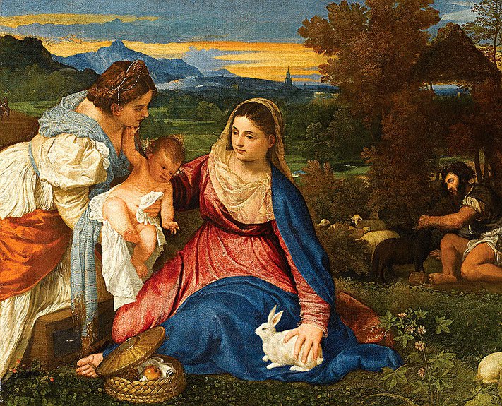 Тициан. «Мадонна с Младенцем, святой Екатериной и пастухом». Около 1530. Фото: Musée du Louvre, ©bpk / RMN - Grand Palais / Michèle Bellot