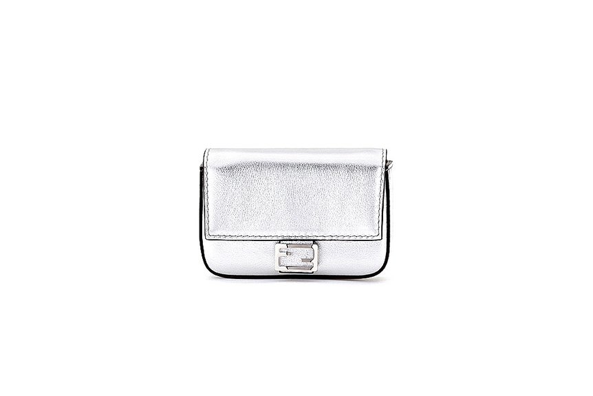 Сумка Fendi Nano Baguette серебристая