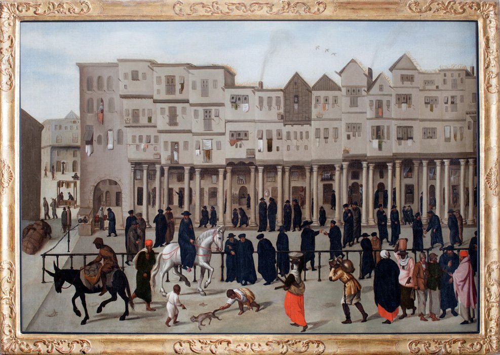 Неизвестный художник. «Новая улица торговцев в Лиссабоне». 1570–1621. Фото: Общество антиквариев, Лондон – Кельмскотт