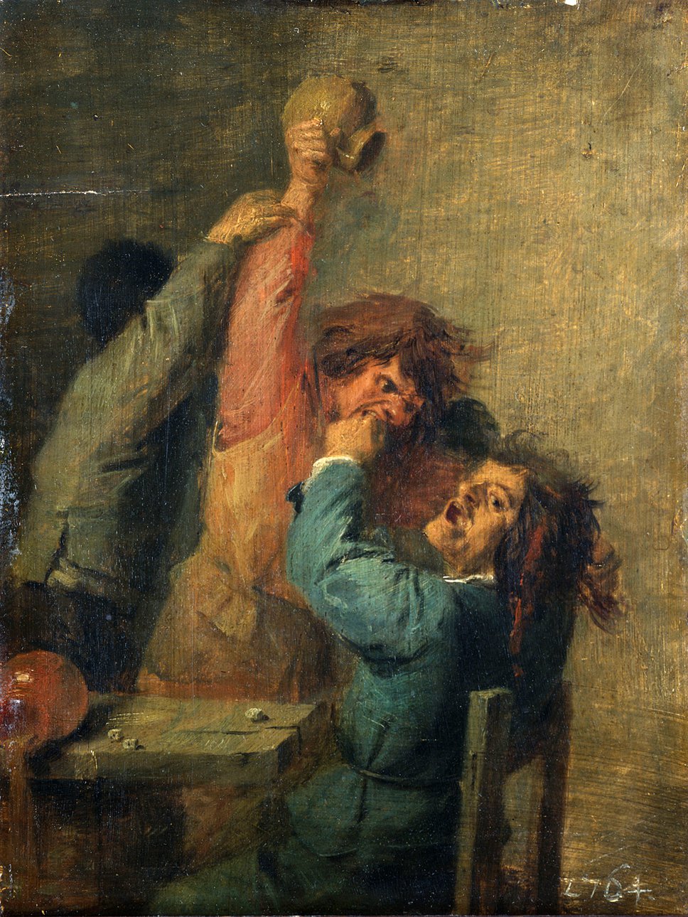 Адриан Браувер. «Трое мужчин дерутся за игрой в кости». Фото: Staatliche Kunstsammlungen Dresden – Elke Estel – Hans-Peter Klut