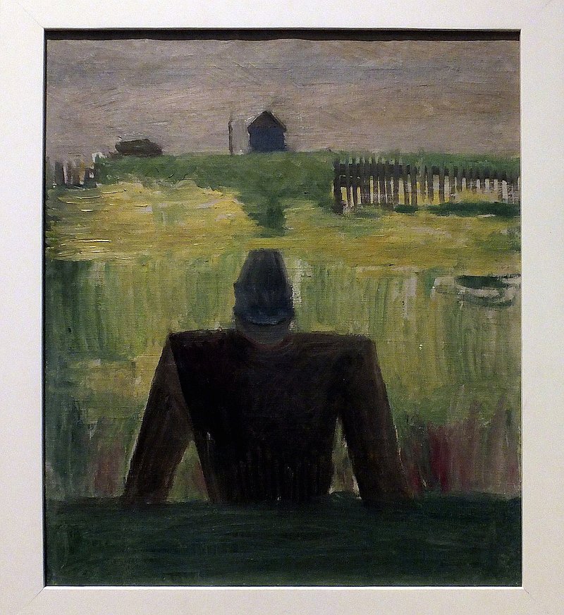 Анна Лепорская, "Пейзаж с полуфигурой", начало 1930-х гг. (поступила в 2002, приобретено у ABA Gallery Inc.)