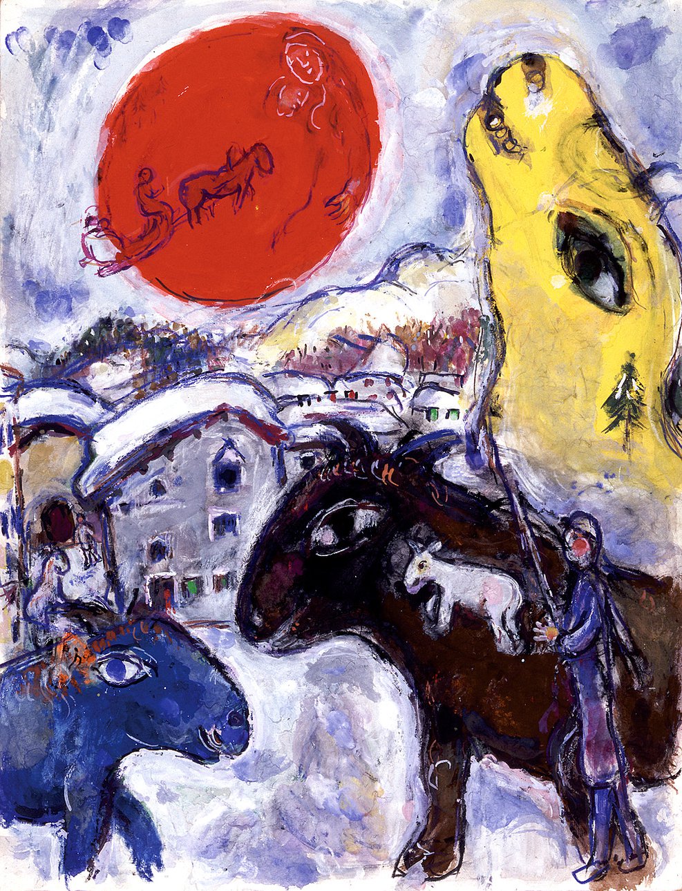 Марк Шагал. «Силс-Мария и красное солнце». 1961-1964. Частное собрание. Фото: © ADAGP Paris 2019 Chagall ®