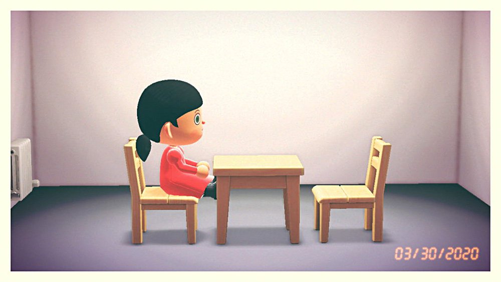 Шин Инь Хор повторила перформанс Марины Абрамович «В присутствии художника» (2010) в игре Animal Crossing: New Horizons. Фото: Сourtesy of the artist