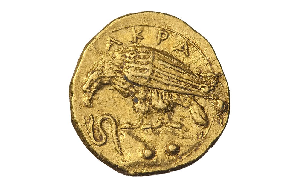 Диобол. Сицилия, Акрагант. Около 406 г. до н.э. Фото: Музей Международного нумизматического клуба
