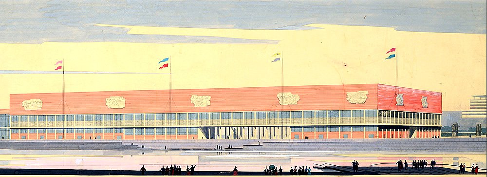 Здание ЦДХ и Новой Третьяковки. Эскиз. Фото: Музей архитектуры имени Щусева