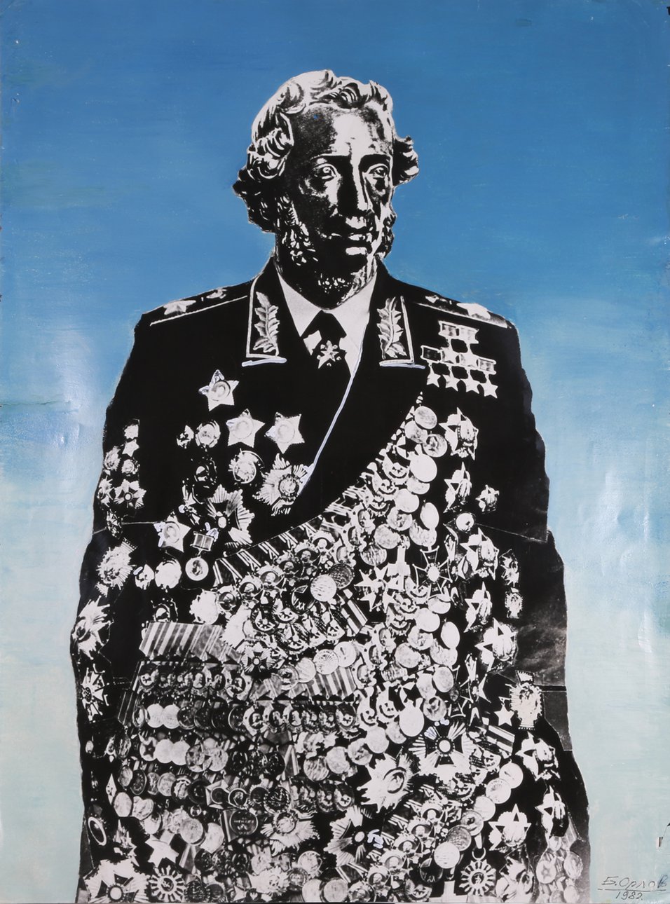Борис Орлов. «Национальный тотем. А.С.Пушкин в маршальском мундире». 1982. Фотомонтаж.  Дар Владимира и Ларисы Фудим. Фото: Благотворительный фонд В.Потанина