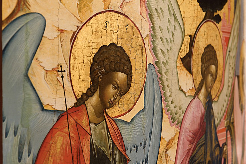 Фрагмент иконы «Троица ветхозаветная». Палехский мастер. XVIII в. Фото: Государственный исторический музей
