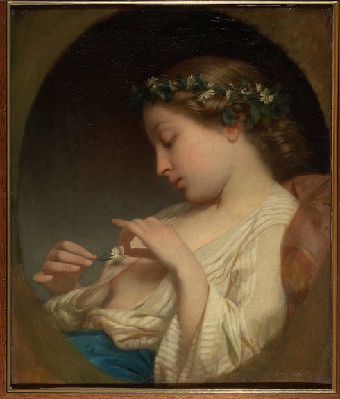 Шарль Ландель. Девушка гадает на ромашке. 1856. Холст, масло.