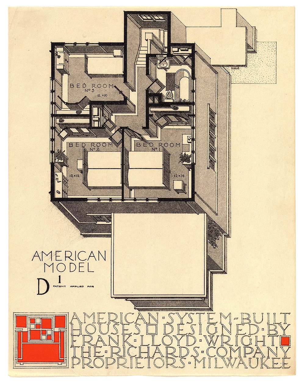 Фрэнк Ллойд Райт. Один из «американских сборных домов». Проект. 1915–1917. Литография. Фото: МоМА