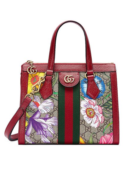 Сумка-тоут Gucci Ophidia среднего размера на канве GG Supreme Flora