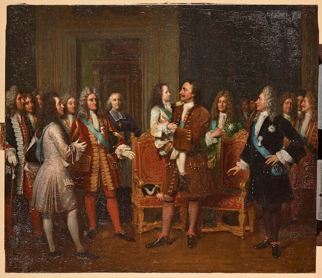 Луиз Мари Жанн Эрсан (1784–1862). Встреча Людовика XV с Петром I в Париже 10 мая 1717 г. / Château de Versailles, Christophe Foui