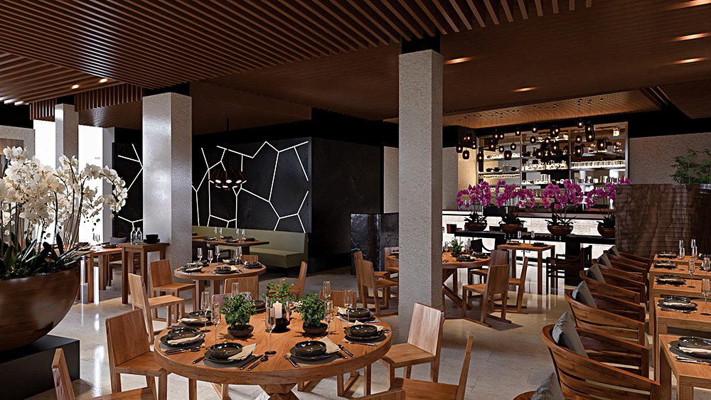 Интерьер Novikov Restaurant & Bar в Дохе