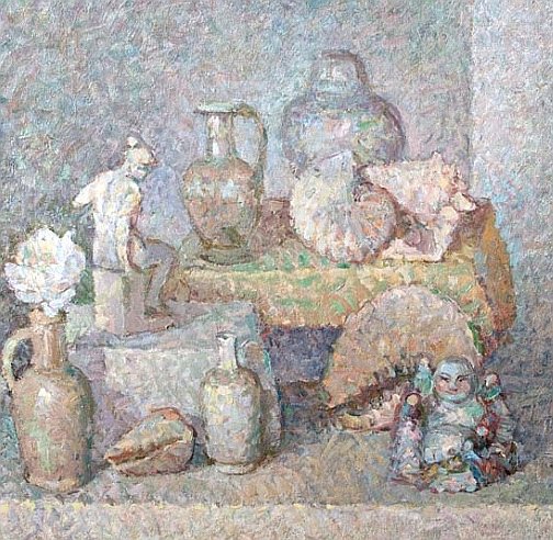 Четыре вазы, четыре раковины, Майоль, Хотей. 2015. Холст, масло. 70×70 см