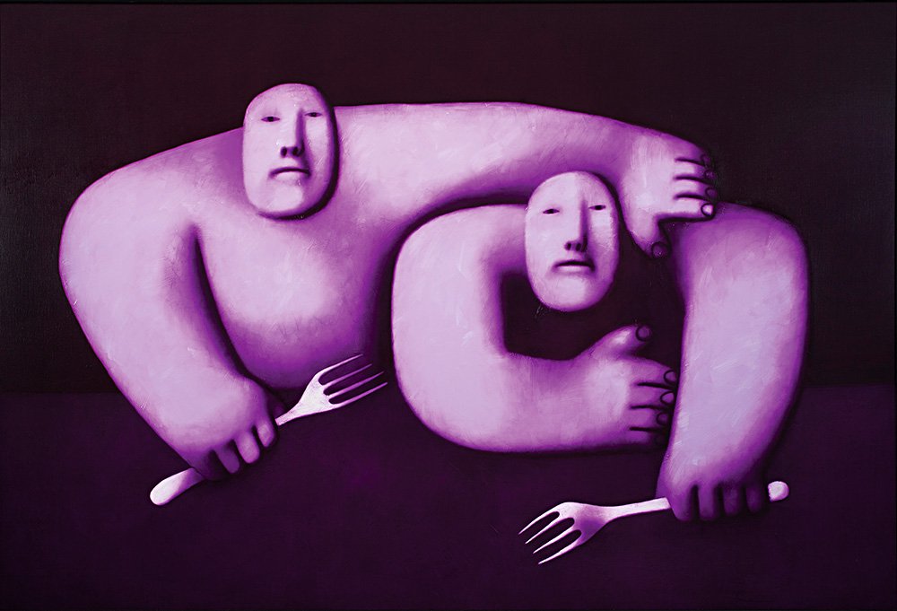 Олег Целков. «Двое с вилками». 1990. Фото: Collection Stedelijk Museum Amsterdam
