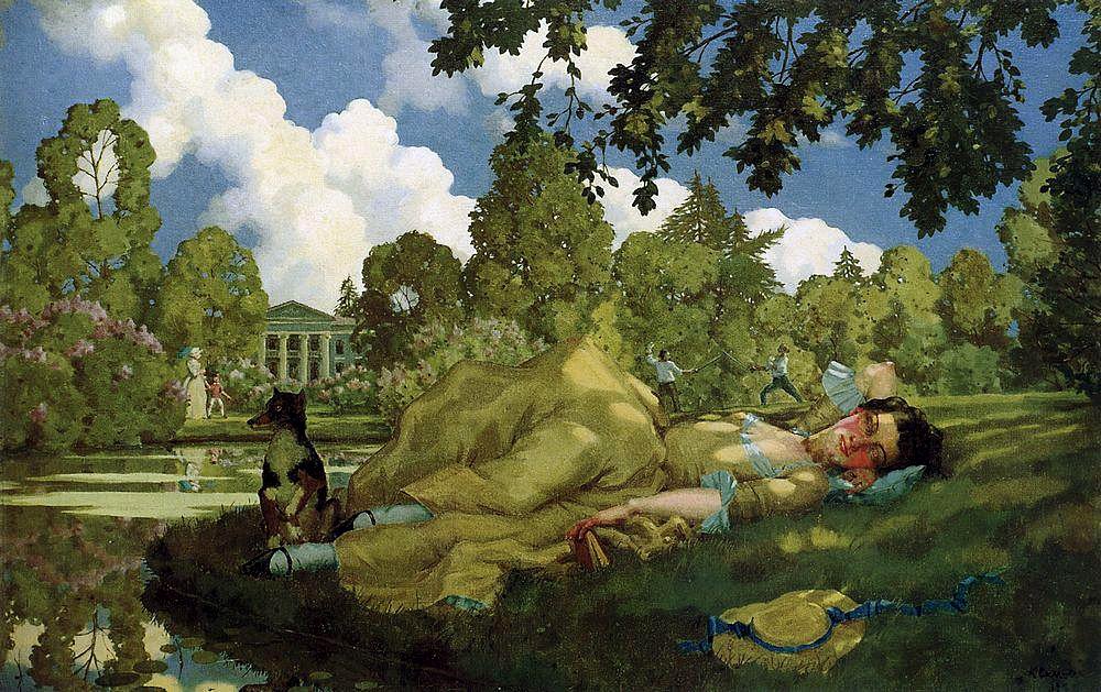 Константин Сомов. Спящая молодая женщина в парке. 1922. Фото: Государственная Третьяковская галерея