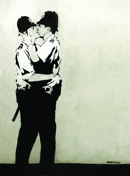 Бэнкси. «Целующиеся полицейские». 2005. Частная коллекция. Фото: Fine Art Auctions Miami