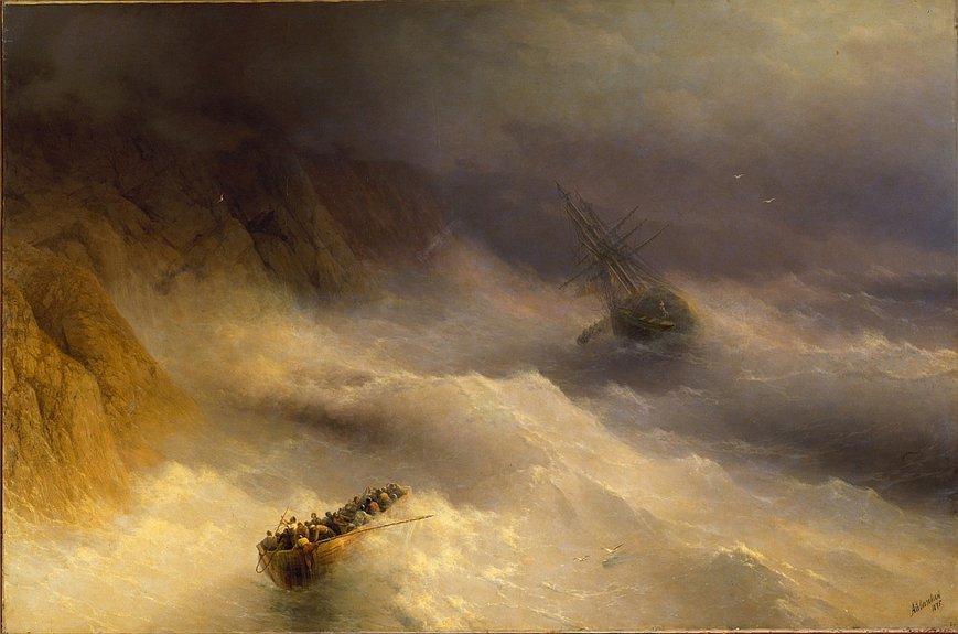 Буря у мыса Айя. 1875. Холст, масло. 215 х 325 / Государственный Русский музей