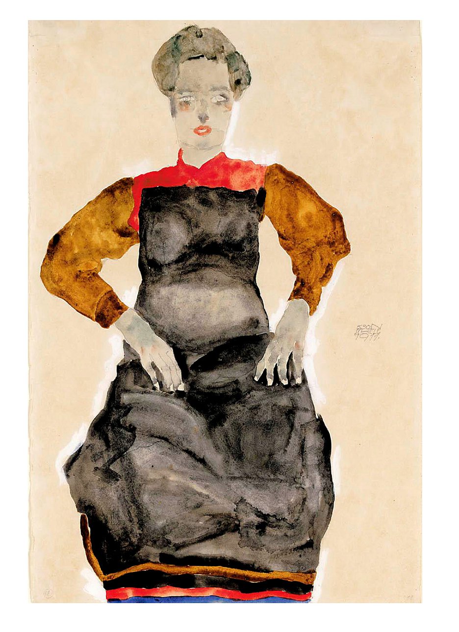 Эгон Шиле. «Женщина в черном переднике». 1911. Акварель. Фото: Sotheby's