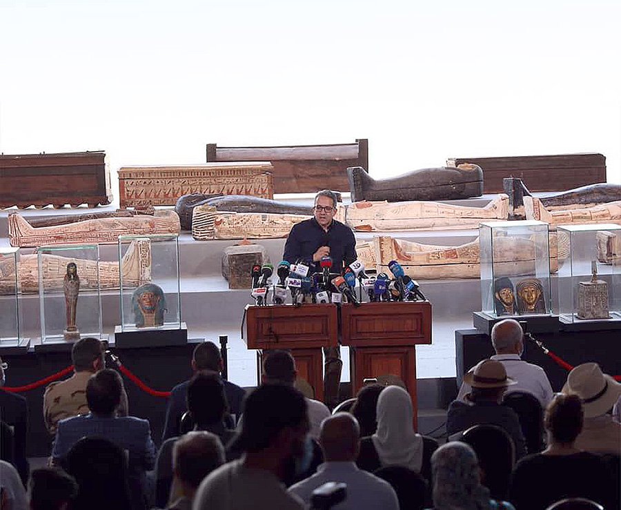 Пресс-конференция по поводу открытия ученых. Фото: Ministry of Tourism and Antiquities, Egypt