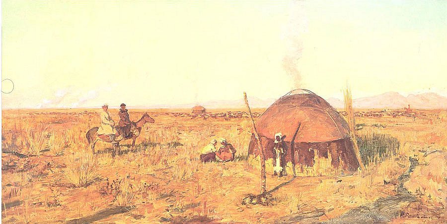 Николай Ромадин. Степь. 1947. Б. на картоне, масло.