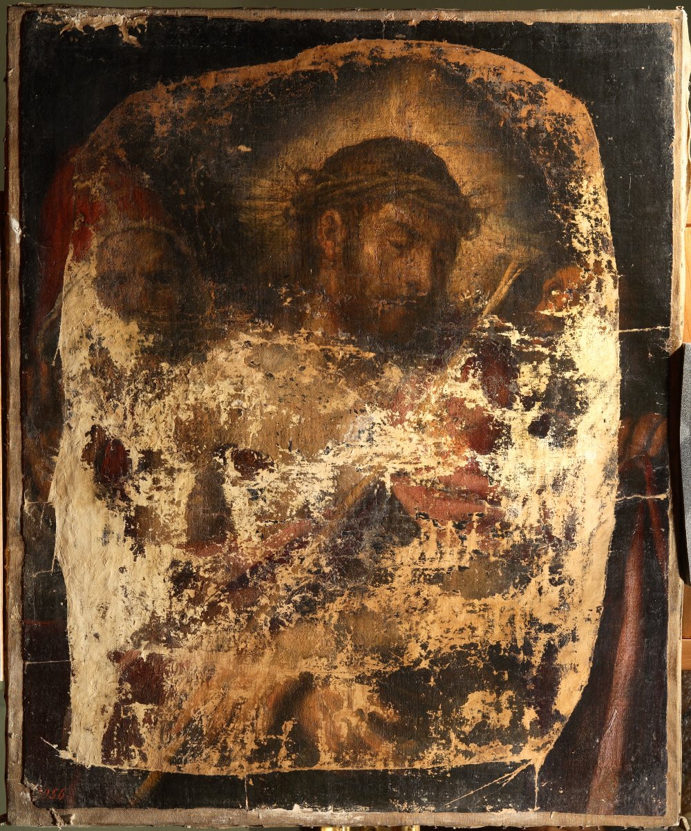 Се, человек (Ecce Homo) Тициана попала в московский музей из Эрмитажа в 1924 г. В 1927-м ее украли, неаккуратно вырезав из рамы. Нашли картину в 1931-м и с тех пор никогда не выставляли / The Pushkin State Museum of Fine Art