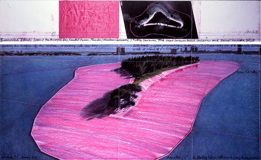 Христо. «Окруженные острова». 1982. Фото: Wolfgang Volz / Christo