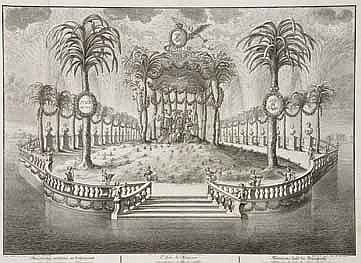 Алексей Греков. Минервин остров в фейерверке. 1723–1726. Офорт