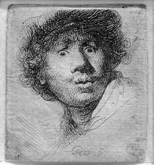Рембрандт  (1606–1669). «Автопортрет с широко раскрытыми глазами». 1630. Фото: Germanisches Nationalmuseum