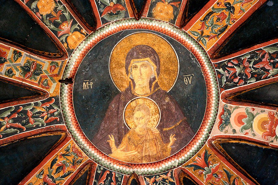 Потолочная фреска «Мария с младенцем» в церкви Хора в Стамбуле. Фото: Gerald Figal