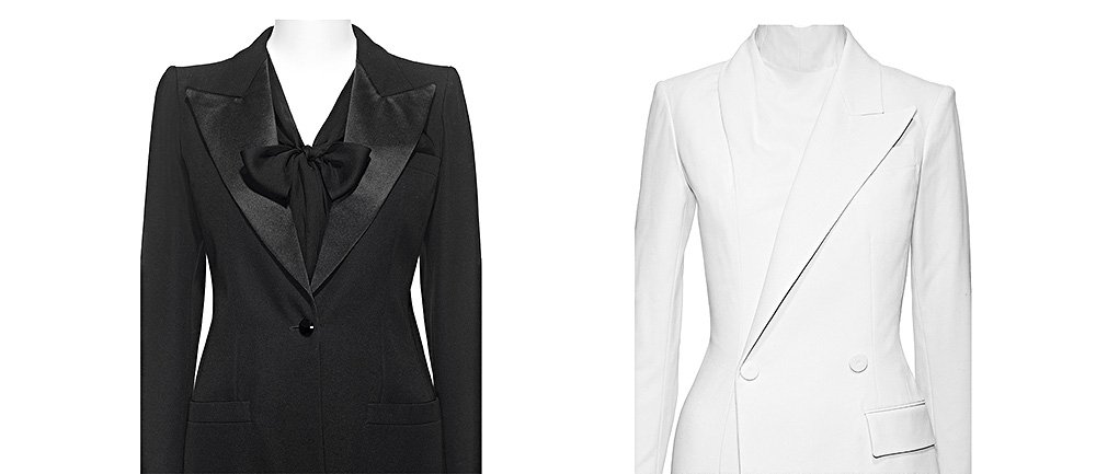 Смокинг Yves Saint Laurent из коллекции haute couture весна/лето 1976 г. (слева) и смокинг Jean Paul-Gaultier из коллекции 2003 г. Фото: Nicholas Alan Cope/Metropolitan Museum of Art