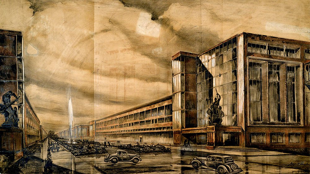 Группа архитекторов. Автозавод им. И.В.Сталина (И.А.Лихачева). Фото: Государственный музей архитектуры имени А. В. Щусева