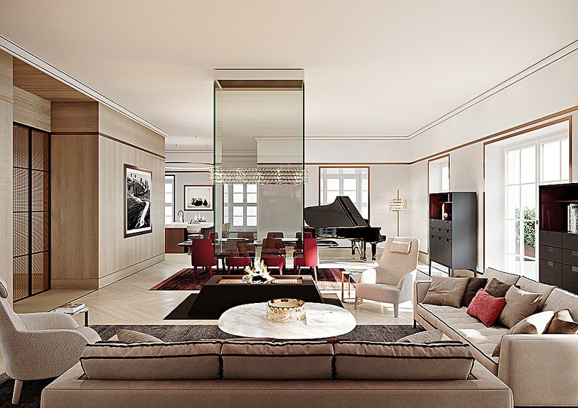 Гостиная одной из резиденций комплекса Bvlgari Hotel & Residences Bvlgari. Фото: Bvlgari