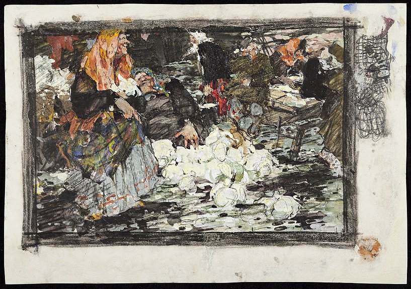 После реставрации. Николай Фешин. Эскиз к картине «Капустница». 1907–1909. Государственный музей изобразительных искусств Республики Татарстан. Реставратор М.О.Куприянова
