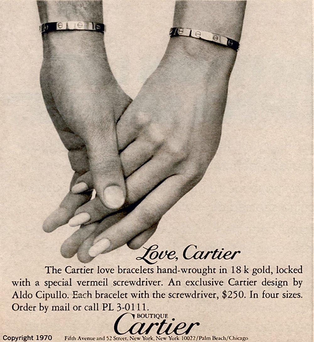 Реклама браслетов Love. 1970. Фото: Archives Cartier Paris © Cartier