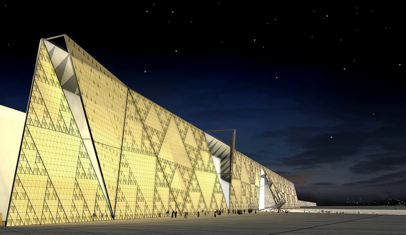 Большой Египетский музей строится в пустыне между пирамидами и Каиром.  Courtesy of Heneghan Peng Architect