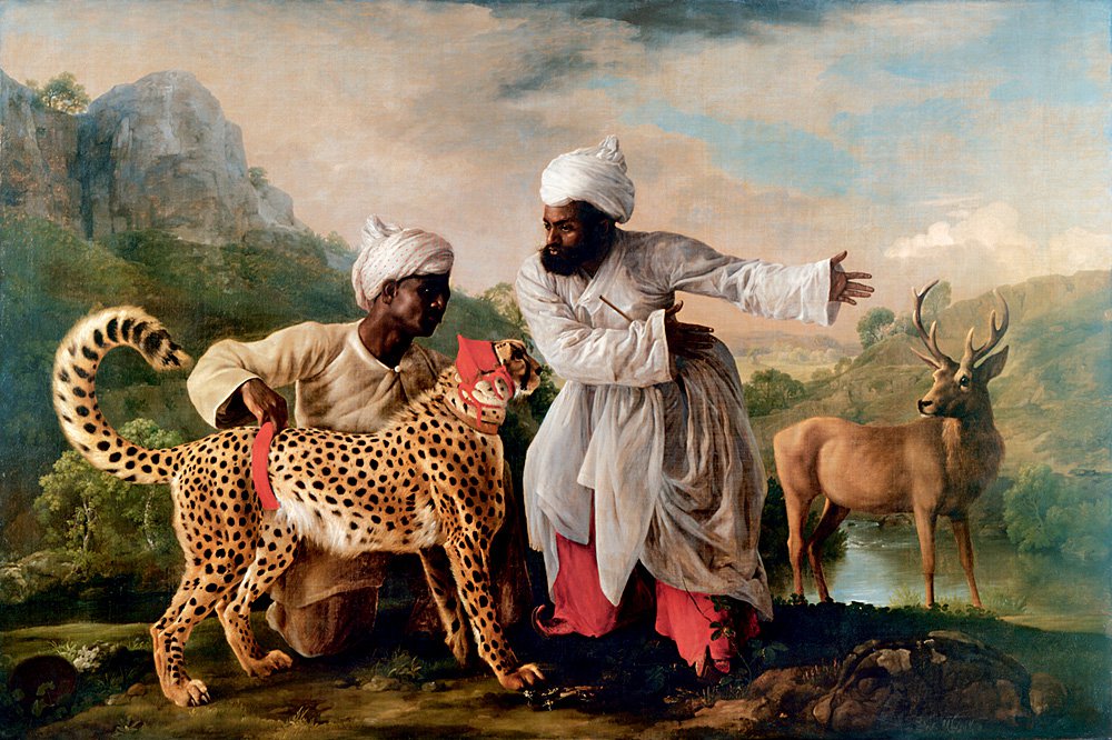 Джордж Стаббс. «Гепард и олень с двумя индийскими слугами». 1765. Из собрания барона Пежо, Манчестер. Фото: Manchester art galleries