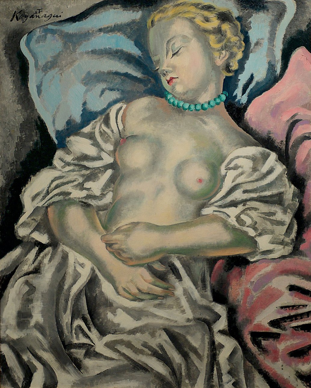 Сеи Койонаги. Девушка в зеленом колье. 1928. Холст, масло