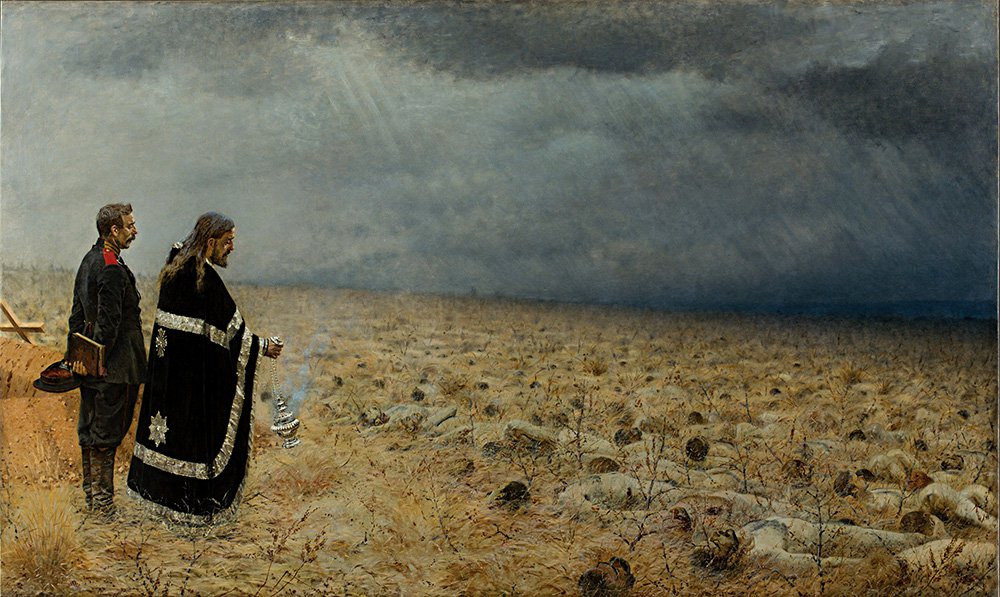 Василий Верещагин. «Побежденные. Панихида». 1878–1879. Фото: Государственная Третьяковская галерея