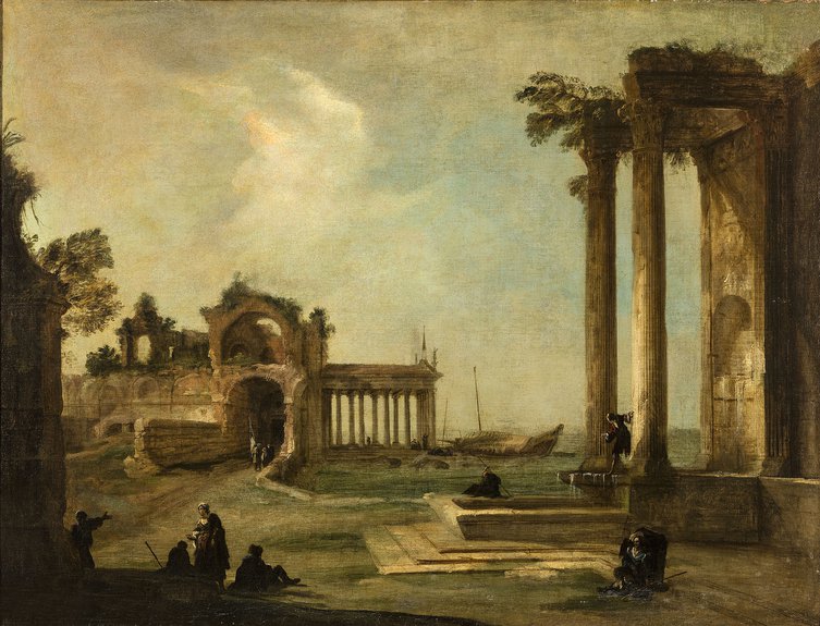 Каналетто. «Выдуманный пейзаж с руинами и фигурами людей». Около 1722. Фото: Courtesy of Fondazione Cini, Venezia