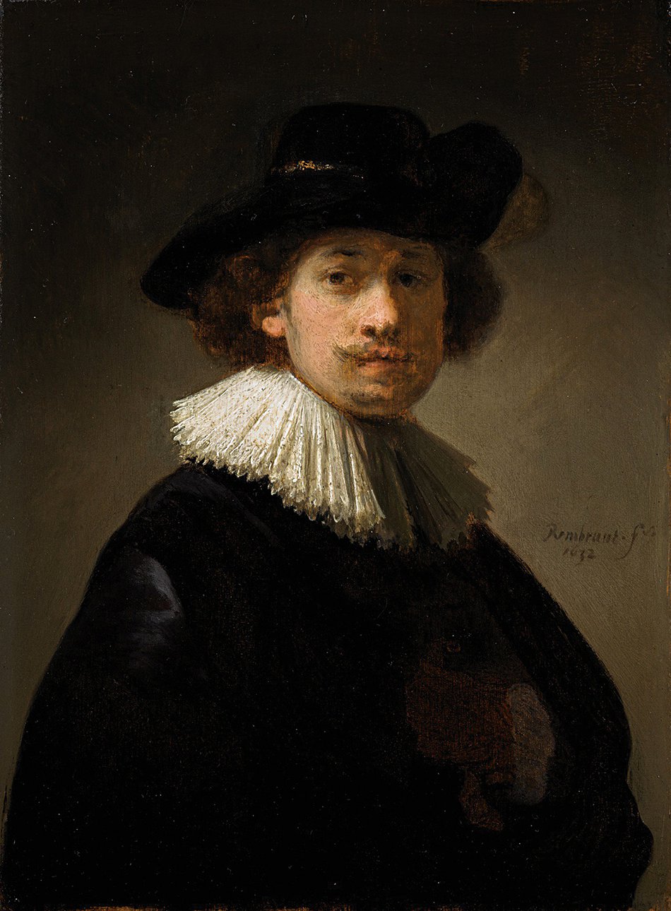 Рембрандт. «Автопортрет в кружевном воротнике и черной шляпе». 1632. Фото: Sotheby'
