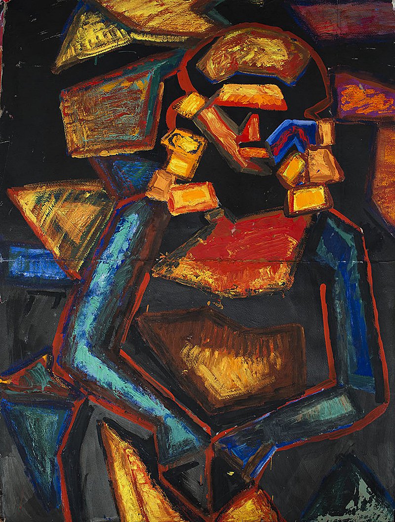 Люциан Грибков. «Нарядная девушка». 1962. Картон, темпера. 100х74 см. Russian Abstract Art Foundatio