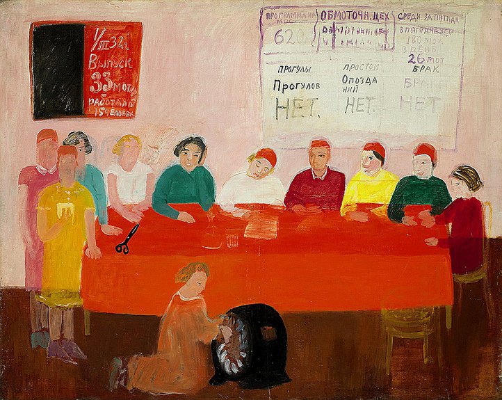 Георгий Рублев. «Партийное собрание на фабрике». 1932. Продано за £489 тыс. Аукцион Sotheby's, 28 ноября. Фото: Sotheby'