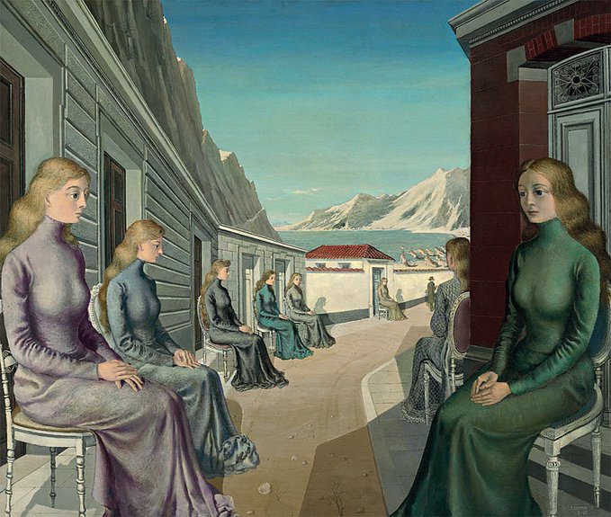 Поль Дельво. "Поселок русалок". 1942. Дерево, масло. Эстимейт £1,7 -2,5 млн.© Christie'