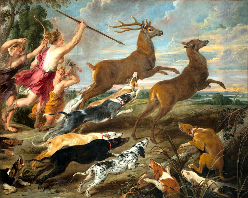 Питер Пауль Рубенс, Пауль де Вос, Ян Вильденс. «Диана и нимфы, охотящиеся на оленя». 1635–1640. Фото: Галерея Klaas Muller