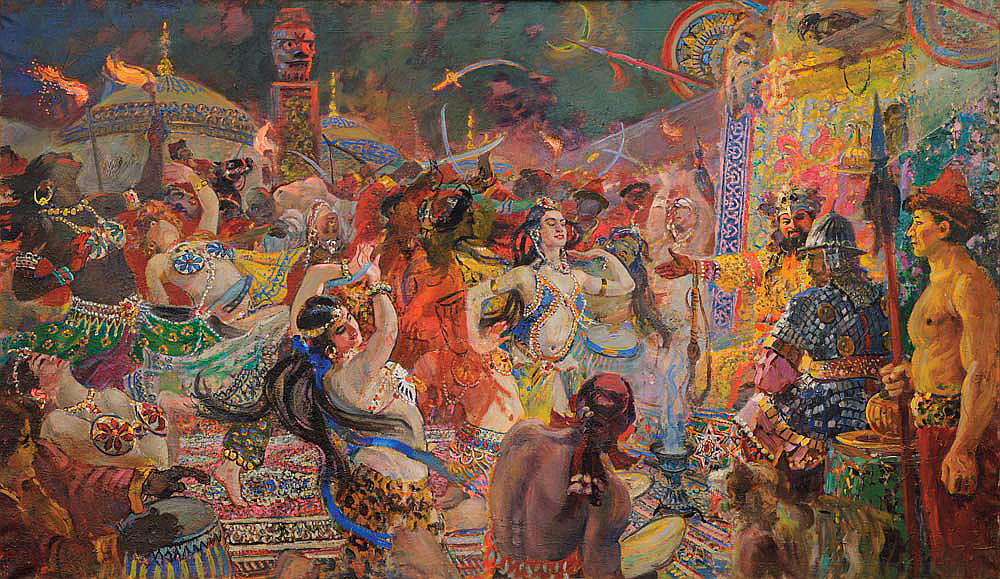 Александр Герасимов. Половецкие пляски. 1955. Х.м. 199 х 399. Частное собрание. Москва