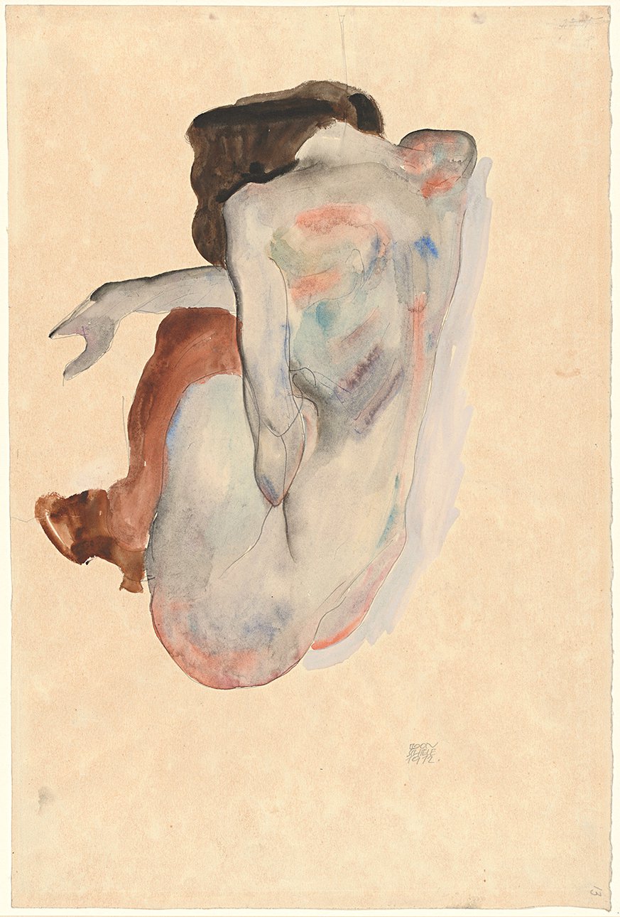 Эгон Шиле. «Склонившаяся обнаженная в туфлях и черных чулках». 1912. Фото: The  Metropolitan museum