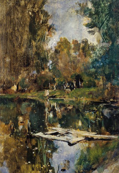 Прудик. Абрамцево (Верхний пруд в Абрамцеве). 1886. Дерево, масло. 34,5 × 24,5