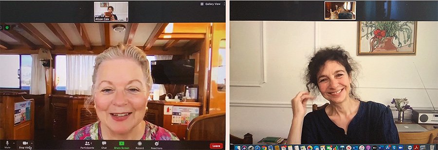 Беседа Анны Сомерс Кокс (слева) с Элисон Коул (справа) в Zoom. Фото: TAN